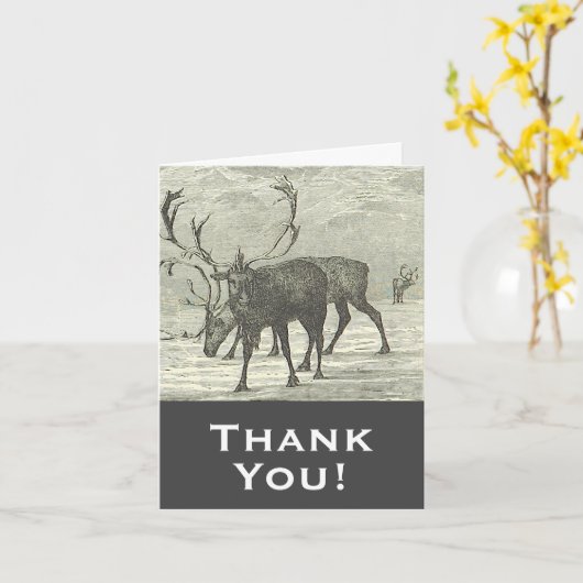  stijl rendieren "Dank u!" Kaart (Gele Bloem)