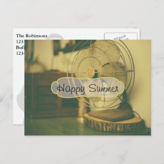  stijl Retro Antiek Fan Happy Summer Briefkaart (Voorkant / Achterkant)