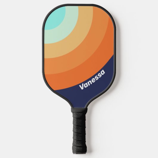  stijl Retro Circle Stripe met naam Pickleball Paddle (Voorkant)