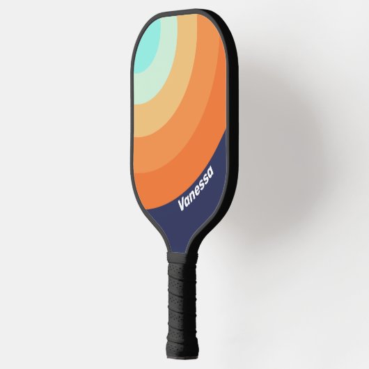  stijl Retro Circle Stripe met naam Pickleball Paddle (Links)