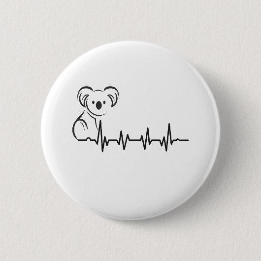 stijl Retro Heartbeat Koala Animals Gift Ronde Button 5,7 Cm (Voorkant)