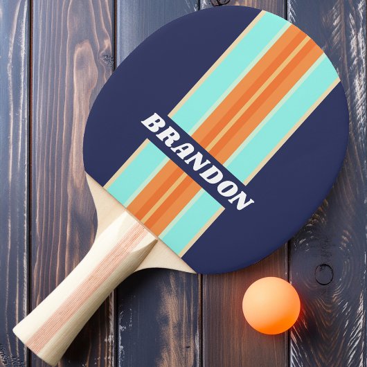  stijl Retro Rally Stripe met naam Tafeltennisbatje