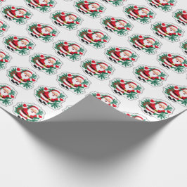 stijl Retro Santa Claus & Holly "Joy" Cadeaupapier