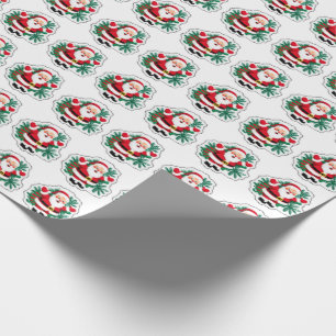  stijl Retro Santa Claus & Holly "Joy" Cadeaupapier