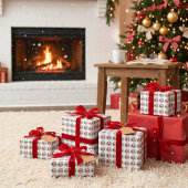 stijl Retro Santa Claus & Holly "Joy" Cadeaupapier