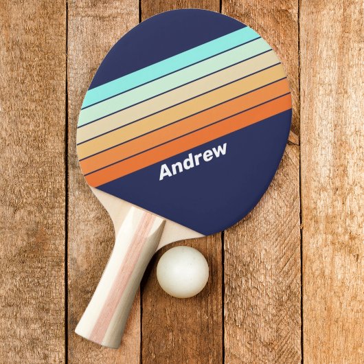  Stijl Retro Streep met Naam Tafeltennisbatje