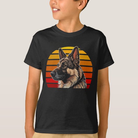 stijl Retro Sunset Duitse herder T-shirt (Voorkant)