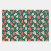 stijl rode & groene kerst petten & wanten inpakpapier vel (Voorkant)