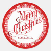 stijl rode kerst ronde sticker (Voorkant)