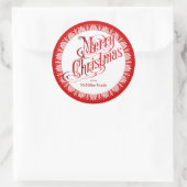 stijl rode kerst ronde sticker (Tas)