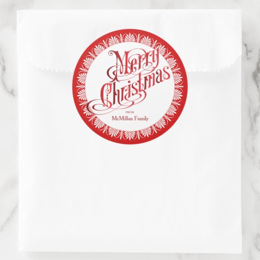 stijl rode kerst ronde sticker (Tas)