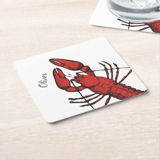  stijl rode kreeft ontwerp kartonnen onderzetters (Schuin)