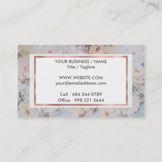  stijl romantisch roze ivoor rozen bloemenmolen visitekaartje (Achterkant)
