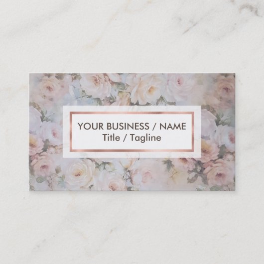  stijl romantisch roze ivoor rozen bloemenmolen visitekaartje (Voorkant)