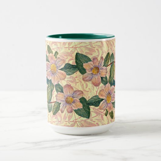  stijl Roos Bloemen Geïllustreerde Art Mok Cup (Midden)