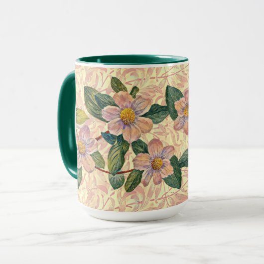  stijl Roos Bloemen Geïllustreerde Art Mok Cup (Voorkant links)