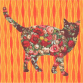  Stijl Roos Bloemen Kunst Kat Grote Sticker (Voorkant)