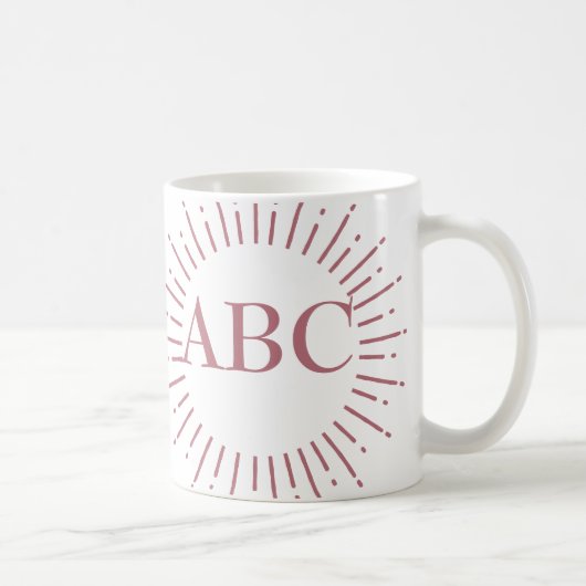  Stijl Roos Goud Sunburst Custom Monogram Koffiemok (Rechts)