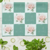  stijl Roos groen geruite theedoek (Gevouwen)