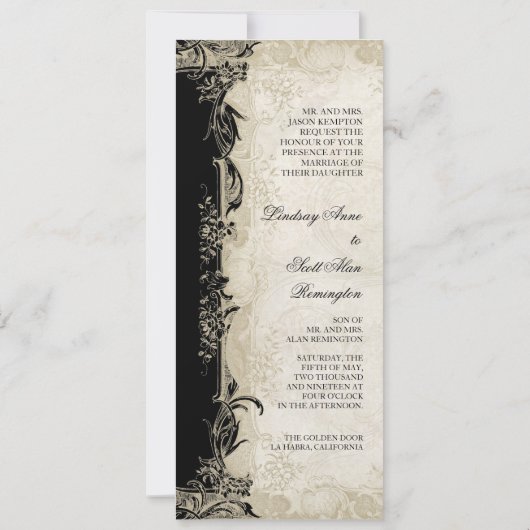 Stijl  Roos zwart in Cream Lace Kaart (Achterkant)