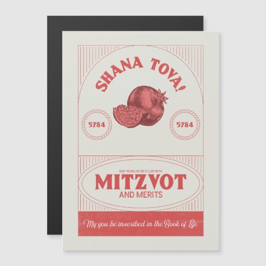 Stijl Rosh Hashana Shana Tova Granaatappel (Voorkant / Achterkant)