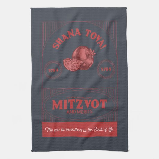 Stijl Rosh Hashana Shana Tova Granaatappel Theedoek (Verticaal)