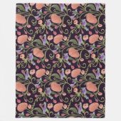 stijl roze en oranje bloemen wijnstokken vogels fleece deken (Voorkant)