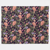  stijl roze en oranje bloemen wijnstokken vogels fleece deken (Voorkant (Horizontaal))