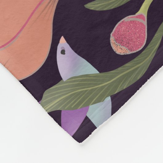  stijl roze en oranje bloemen wijnstokken vogels fleece deken (Hoek)