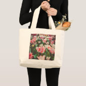 stijl roze franje tulpen grote tote bag (Voorkant (product))