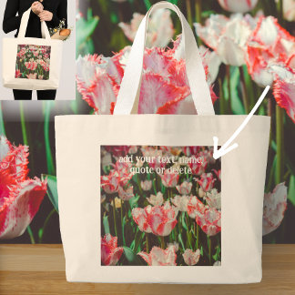 stijl roze franje tulpen grote tote bag