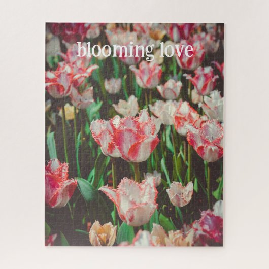  stijl roze franje tulpen legpuzzel (Verticaal)