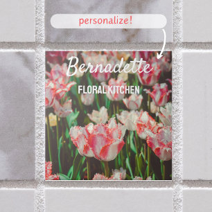 stijl roze franje tulpen tegeltje