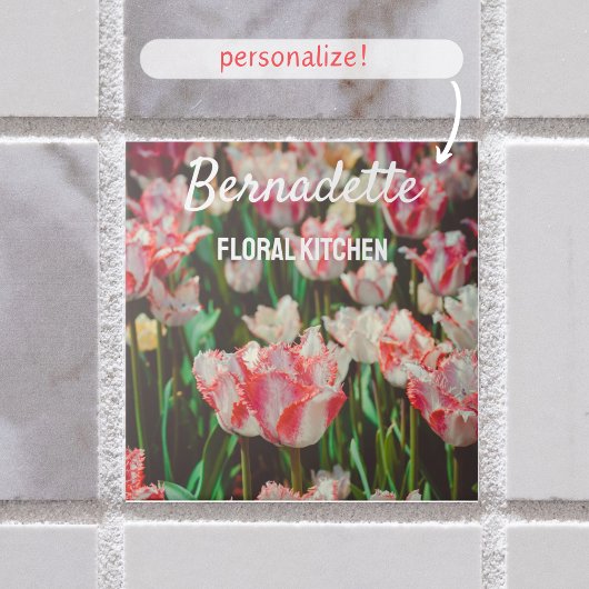 stijl roze franje tulpen tegeltje