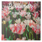 stijl roze franje tulpen tegeltje (Voorkant)