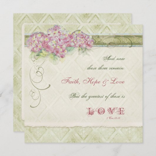 Stijl Roze Hydrangea - Huwelijksuitnodiging Kaart (Voorkant / Achterkant)