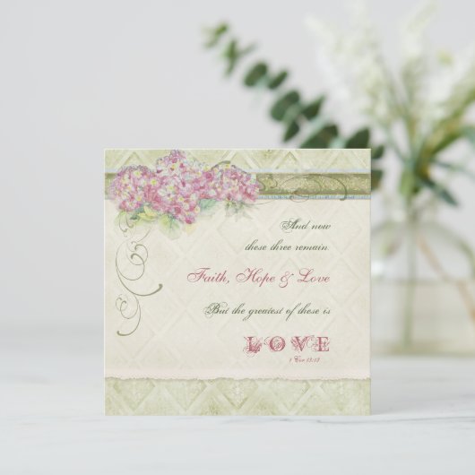  Stijl Roze Hydrangea - Huwelijksuitnodiging Kaart (Staand voorkant)