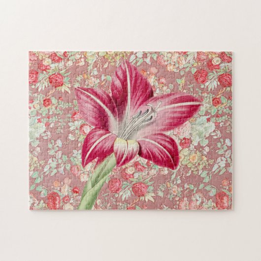 Stijl Roze Lily Pink Floral Puzzle Legpuzzel (Horizontaal)