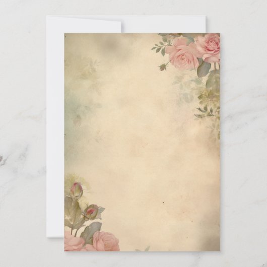  Stijl Roze Rozen Bruids Tea Party Kaart (Achterkant)