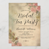  Stijl Roze Rozen Bruids Tea Party Kaart (Voorkant / Achterkant)