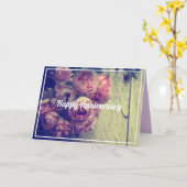  Stijl Roze Rozen Jubileum Kaart (Gele Bloem)