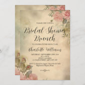  Stijl Roze Rozen Vrijgezellenfeest Brunch Kaart (Voorkant / Achterkant)