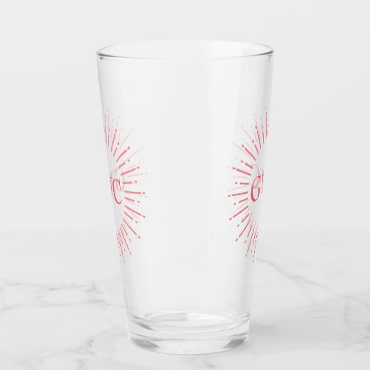 Stijl Roze Sunburst Custom Monogram Glas (Links)