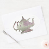  stijl roze theepot ovale sticker (Envelop)