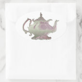  stijl roze theepot ovale sticker (Tas)