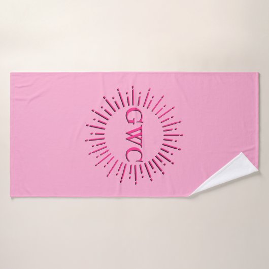  Stijl Roze Zon Burst Custom Monogram Badhanddoek (Badhanddoek)