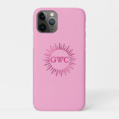 Stijl Roze Zon Burst Custom Monogram Case-Mate iPhone Case (Achterkant)