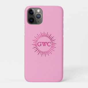  Stijl Roze Zon Burst Custom Monogram Case-Mate iPhone Case
