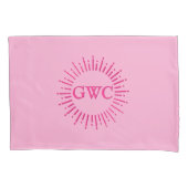 Stijl Roze Zon Burst Custom Monogram Kussensloop (Voorkant)