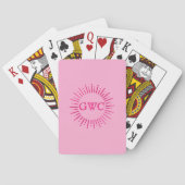  Stijl Roze Zon Burst Custom Monogram Pokerkaarten (Achterkant)